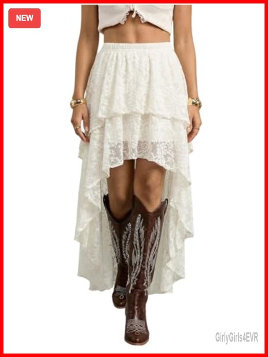 Dresses & Skirts - Women's Maxi Skirt Asymmetrical High Low Ruffle Fairy Y2K Rave Outfit